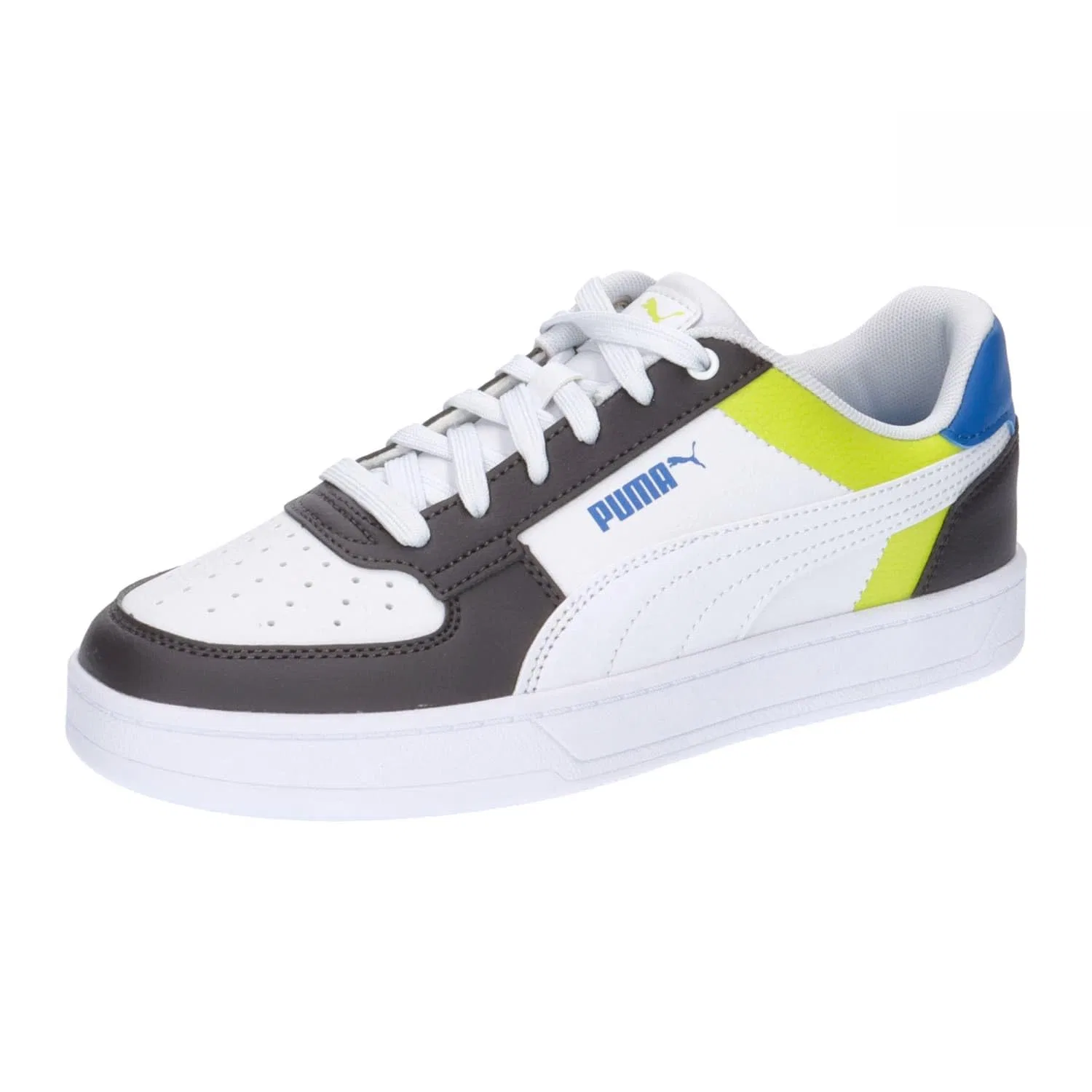Детские кроссовки для мальчиков с низким верхом Caven Junior PUMA, 2 0 Block White Dark Coal Lime Smash Team Royal