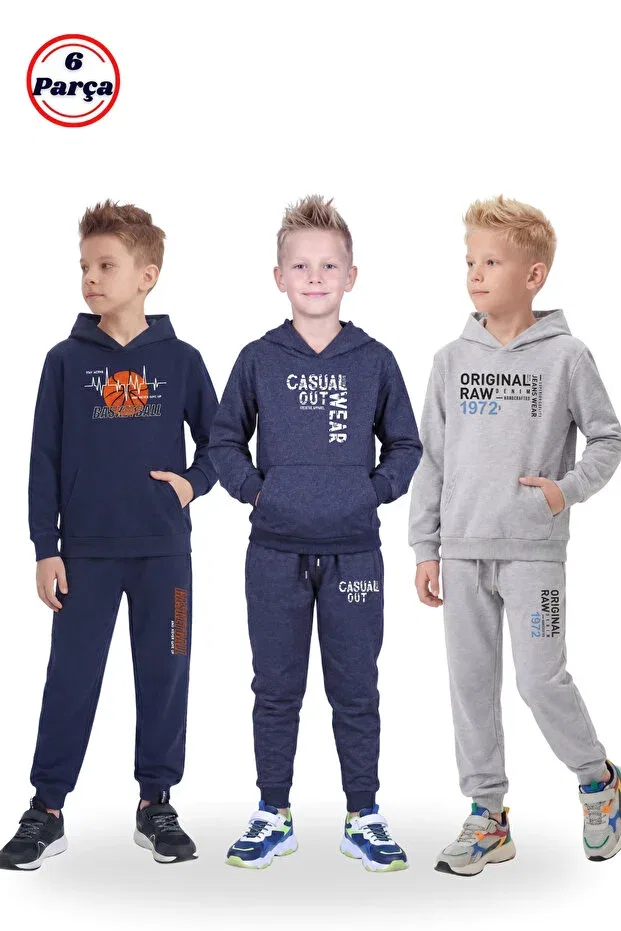 Детский спортивный костюм для мальчиков с принтом Fyk Kids, Dark Blue-Smoked-Grey