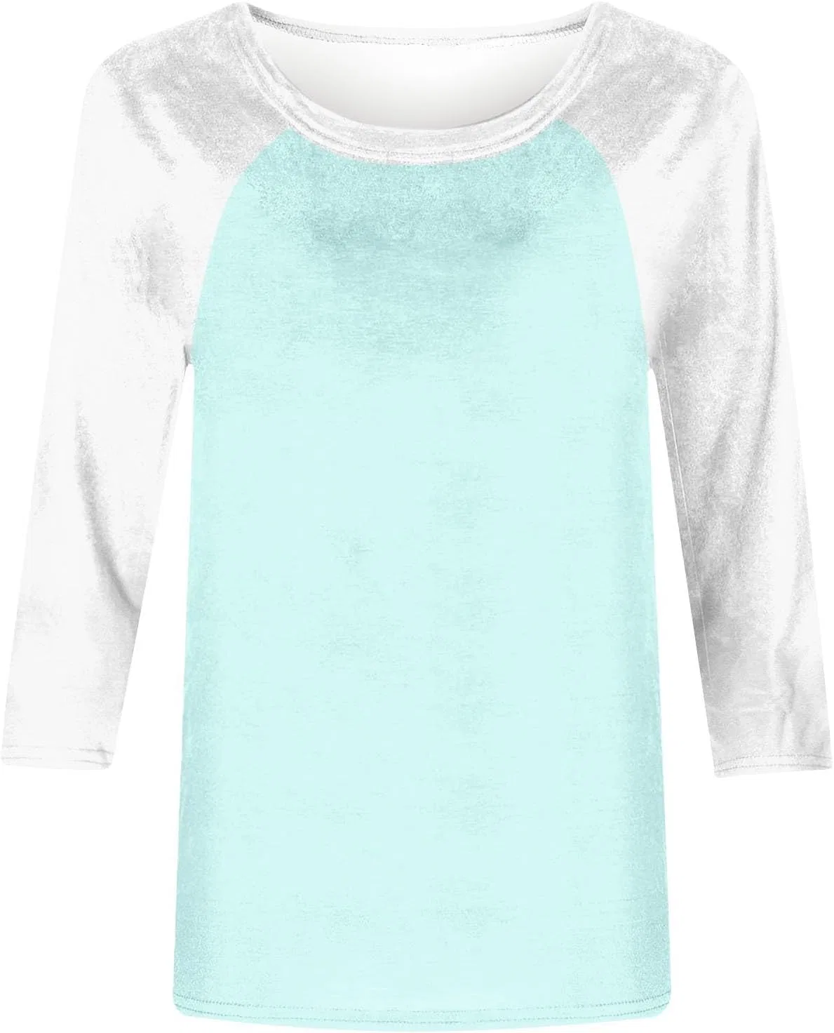 Женская свободная блуза с цветными блоками, 3/4 рукав, 03-light Blue — фото 3
