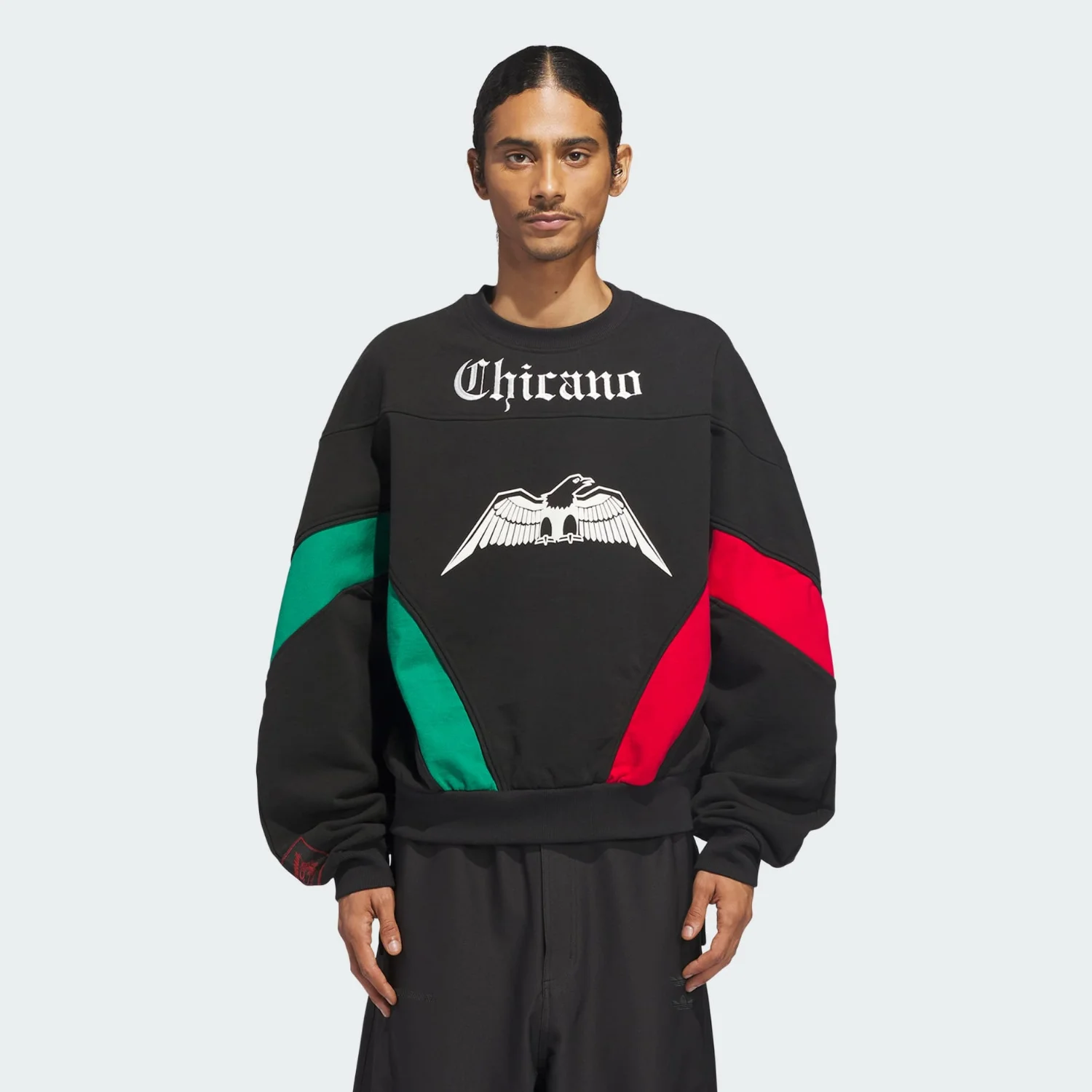 Свитшот Adidas Originals X Willy Chavarria Bball Fleece Crewneck, черный/красный/зеленый