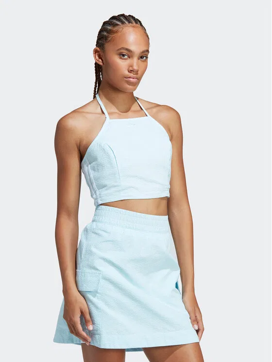 Топ slim fit adicolor Classics Poplin Adidas, светло-голубой