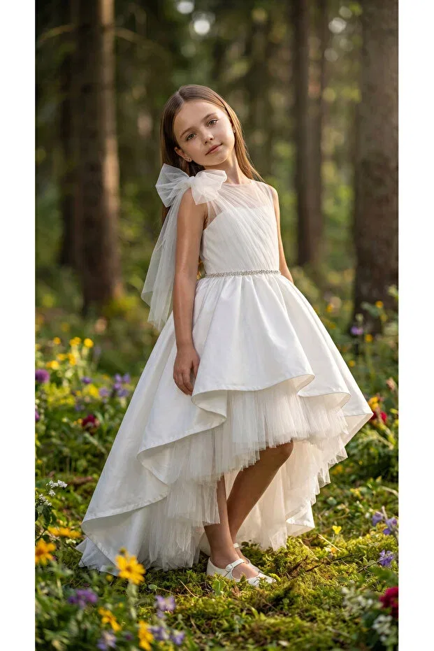 Детское платье для девочек с бантом Lindissima, White