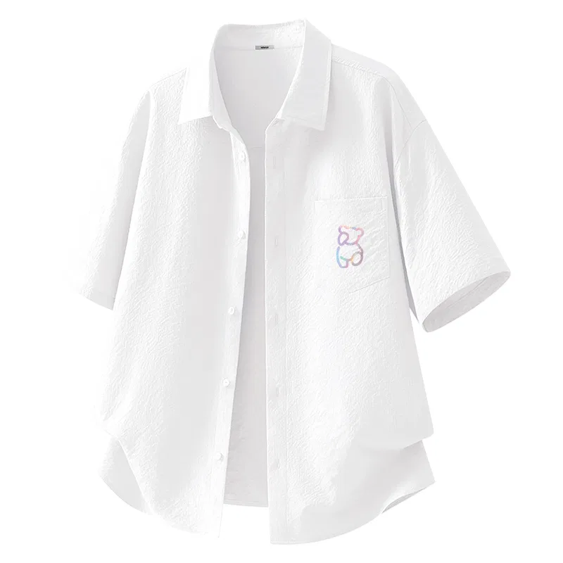 Детская рубашка с принтом Медвежонок MINISO, White (B Dazzling Color Bear Chest Logo)