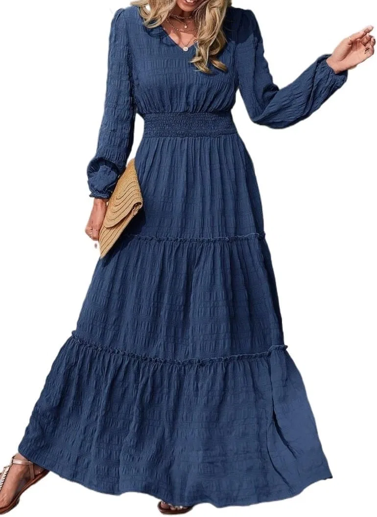 Женское повседневное платье A-силуэта с рюшами Navy Blue