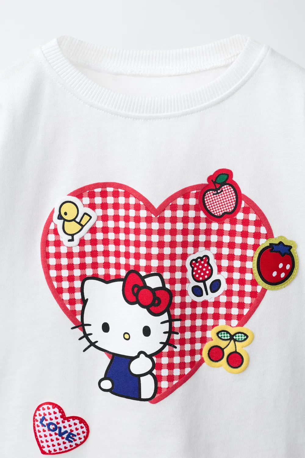 HELLO KITTY SANRIO Футболка с сердечком из овечьей шерсти ZARA, Ecru — фото 3