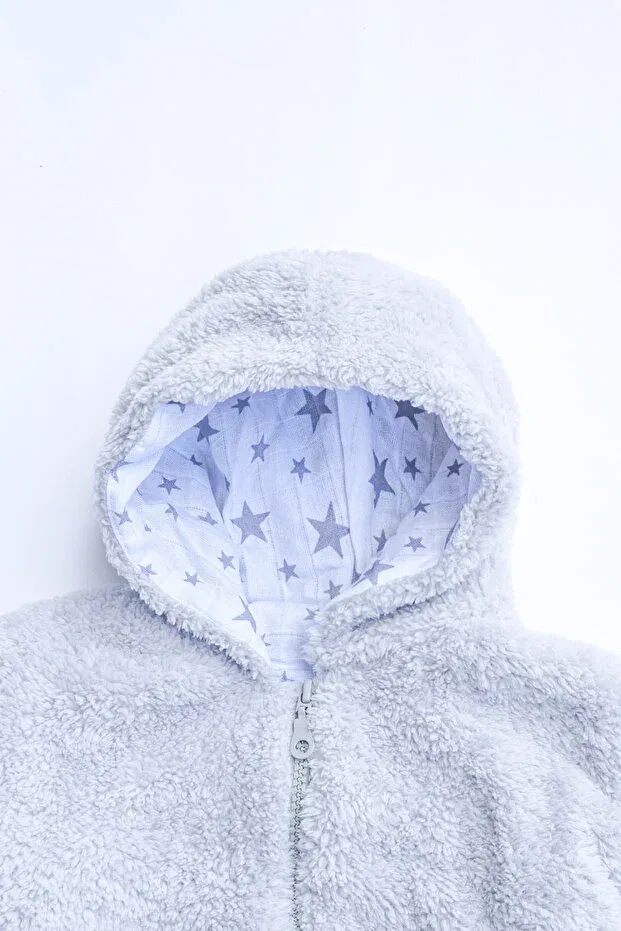 Детское пальто с капюшоном из плюша Nurbeli, Gray — фото 2