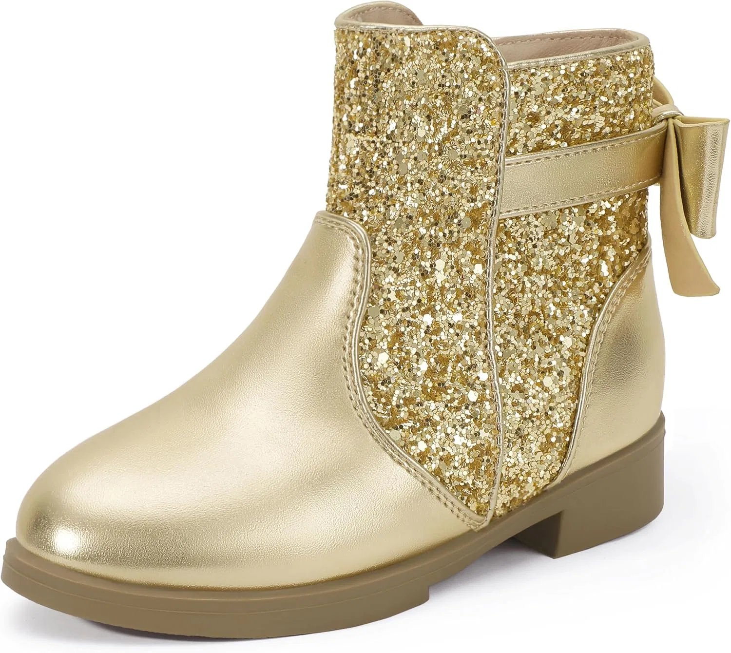 Детские ботинки для девочек с бантом PANDANINJIA, Goldsequin