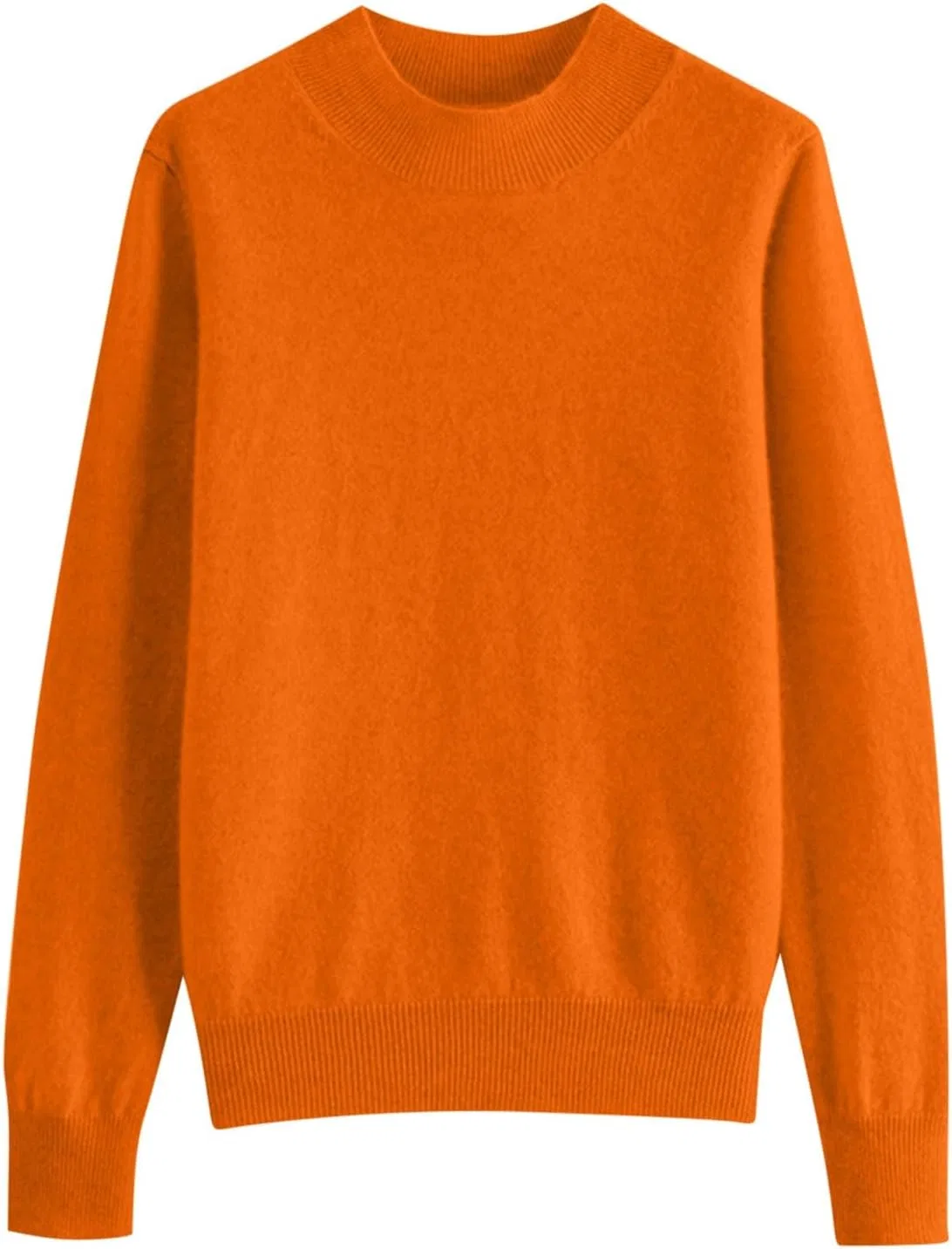 Женский свитер с высоким воротом, с длинным рукавом, Ribbed Knit Lightweight Pullover, оранжевый — фото 4