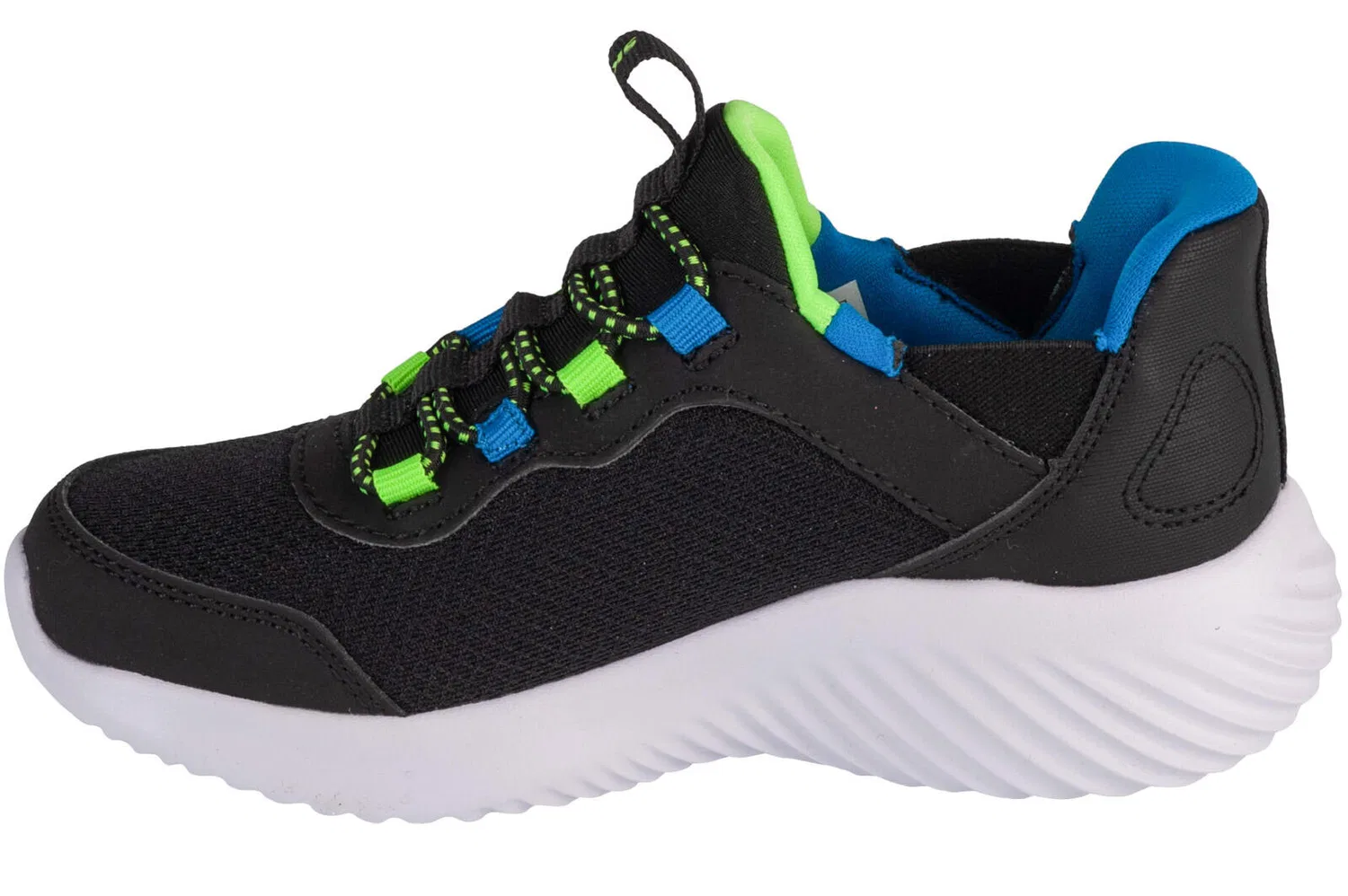 Детские спортивные кроссовки Slip-Ins: Bounder - Brisk-Burst Skechers, Schwarz Weiss Fluoreszierendes Neongrun — фото 2