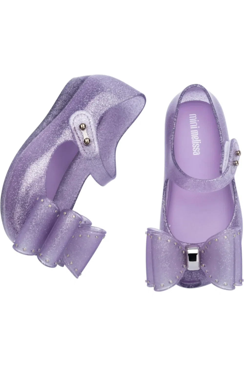 Туфли детские балетки с бантом Ultragirl Classic Mini Melissa, Glitter Lilac — фото 4