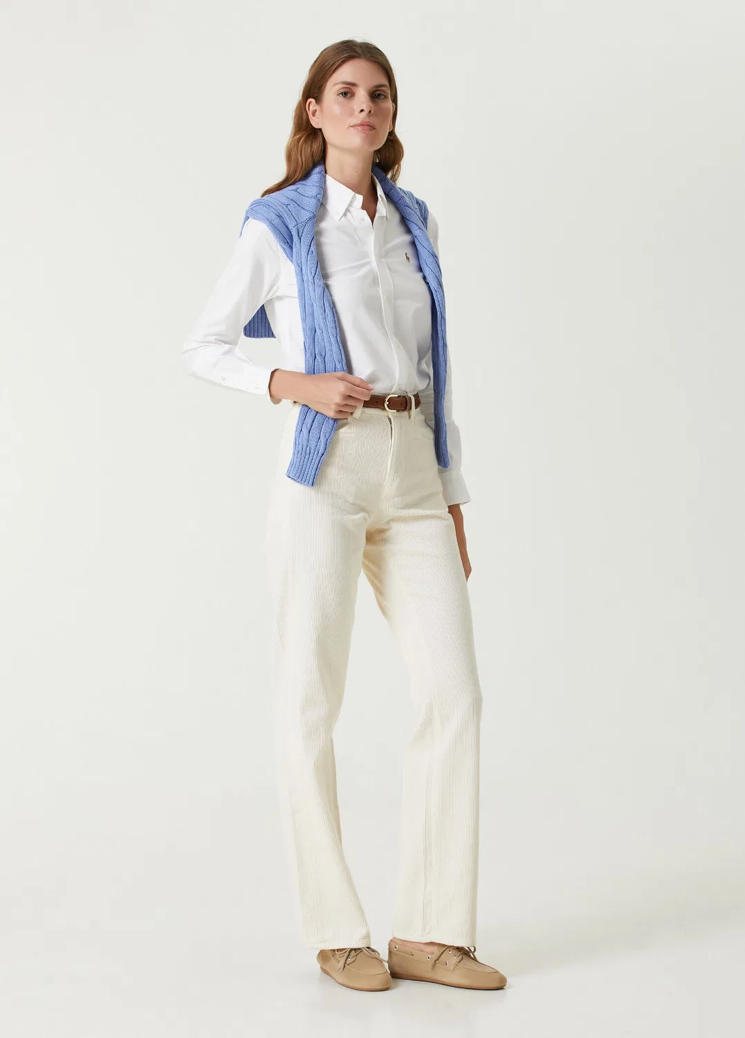 Блузка Polo Ralph Lauren Slim Fit, white — фото 2