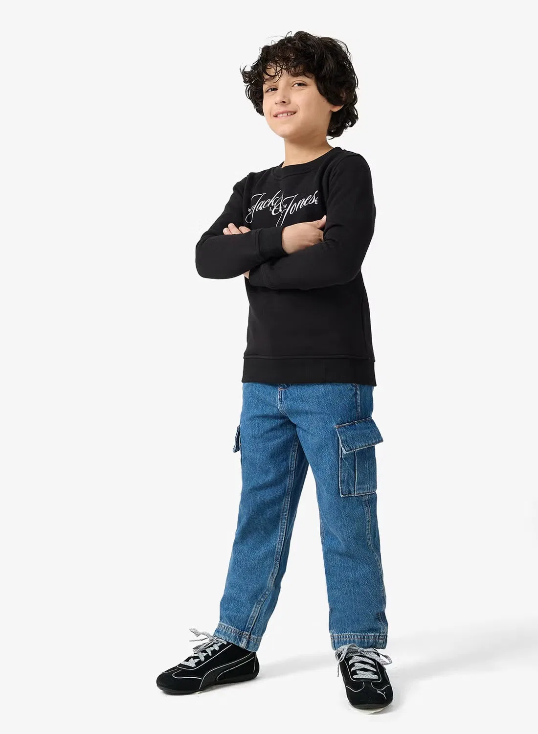 Пуловер с логотипом для подростков Jack & Jones Junior, черный — фото 4