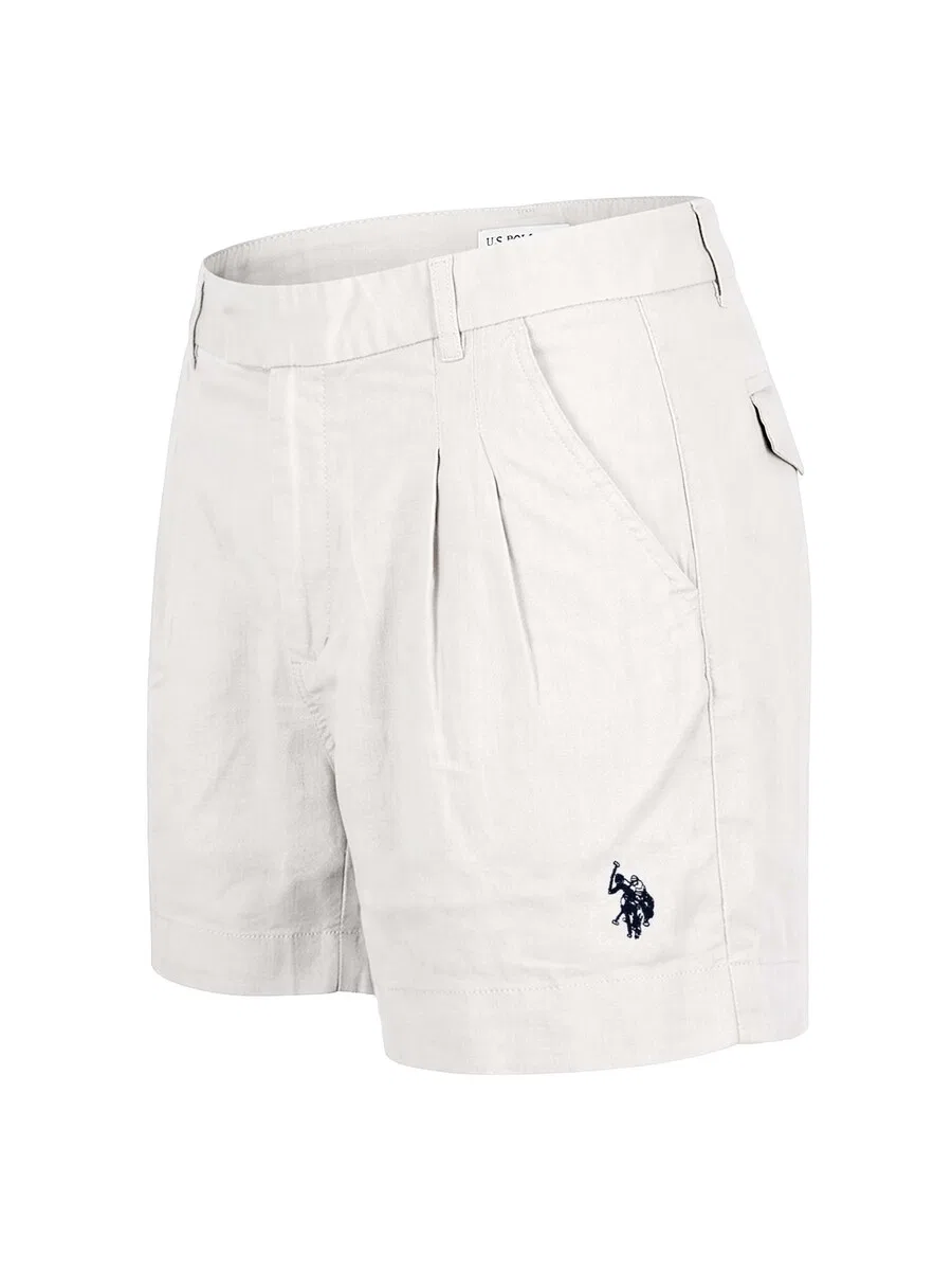 Шорты с плиссировкой спереди, производства U.S. POLO ASSN., белого цвета — фото 3