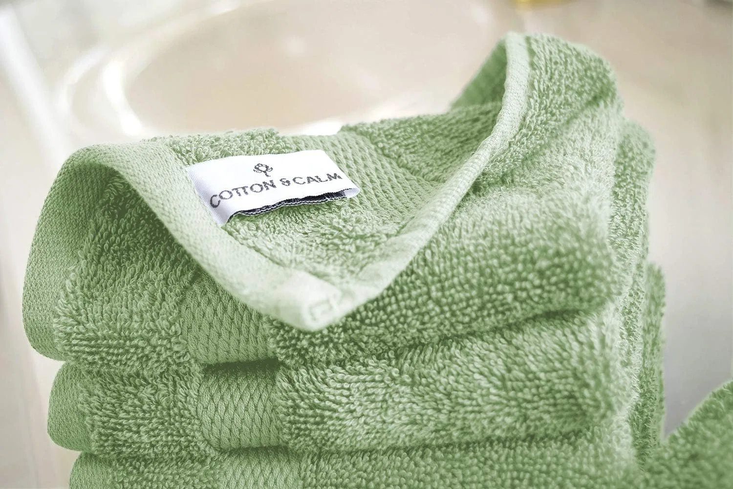 Набор мочалок Fluffy Washcloth, Cotton & Calm, 12 шт, 33x33 см, Sage Green — фото 2