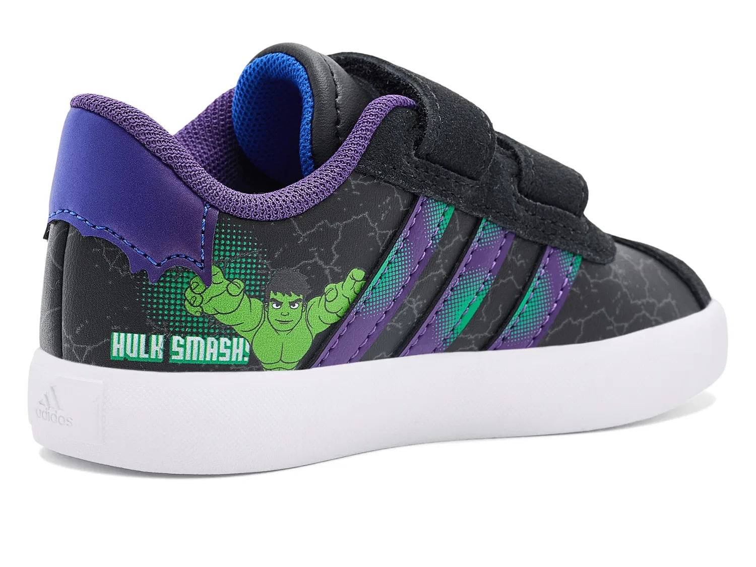 Кроссовки Marvel Vl Court 3.0 Hook & Loop (для младенцев и малышей) Adidas Kids, Black/Team Royal Blue/Violet — фото 4