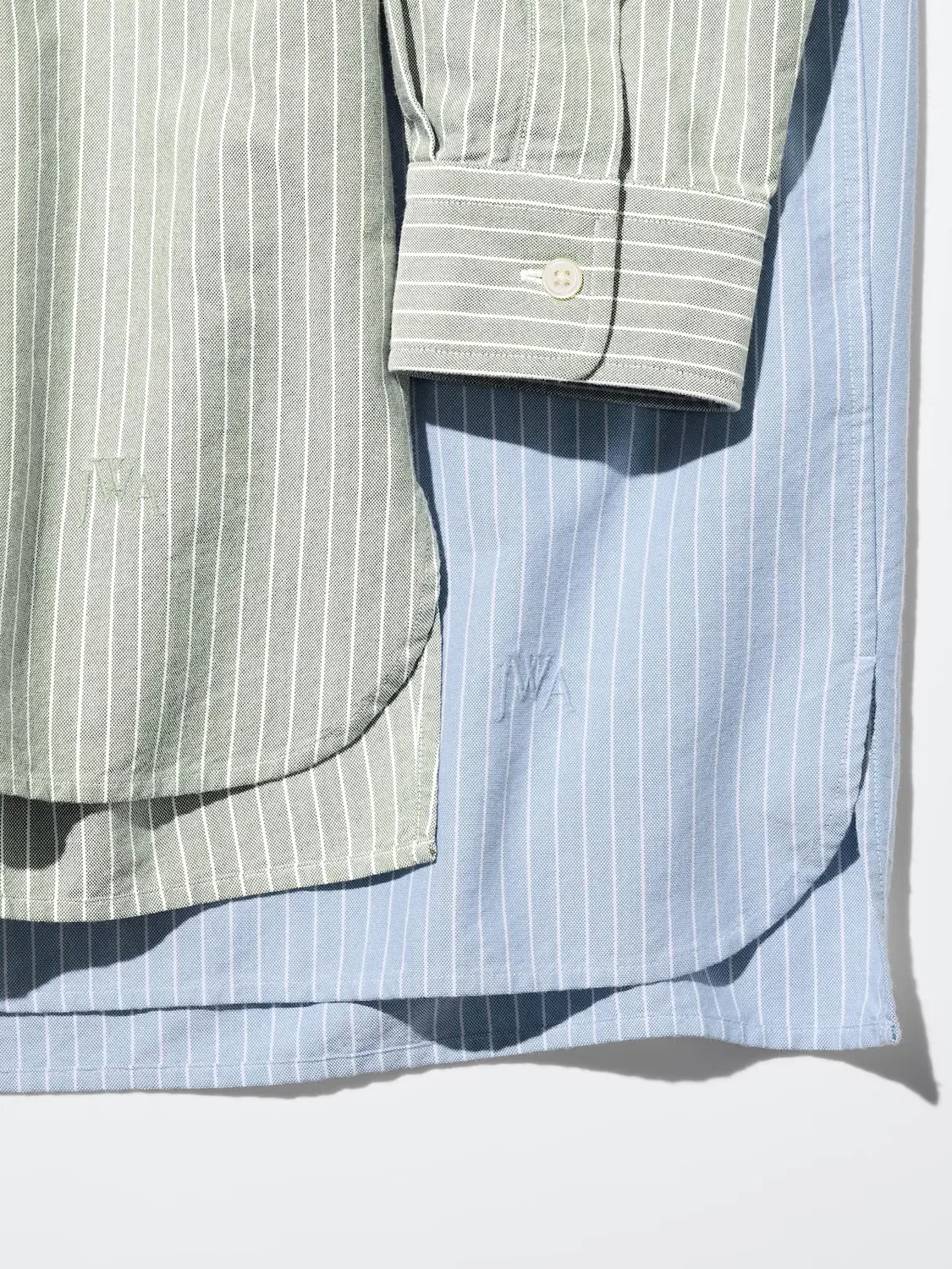 Рубашка Uniqlo, оксфордская, оверсайз, в полоску, зеленый — фото 4