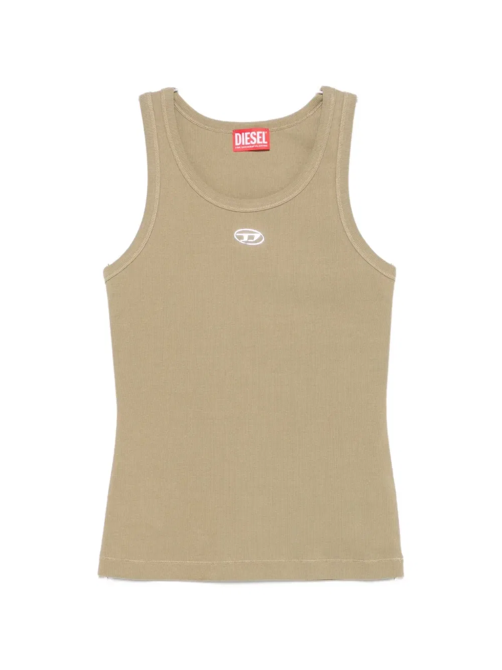 Трикотажный топ в рубчик Diesel Oval-D, бежевый