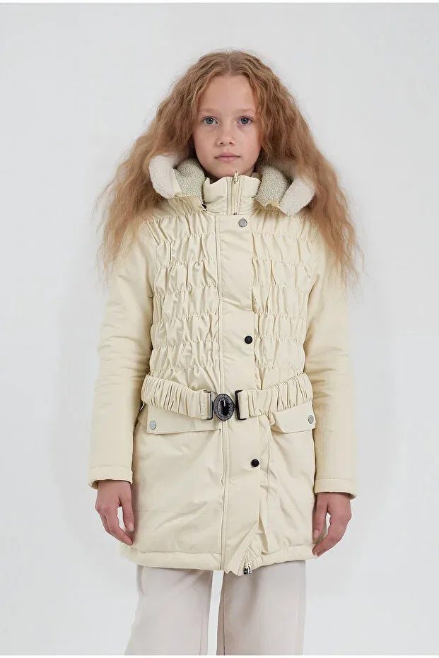 Детское пальто для девочек с капюшоном Civiltipolo, Nude Color — фото 4