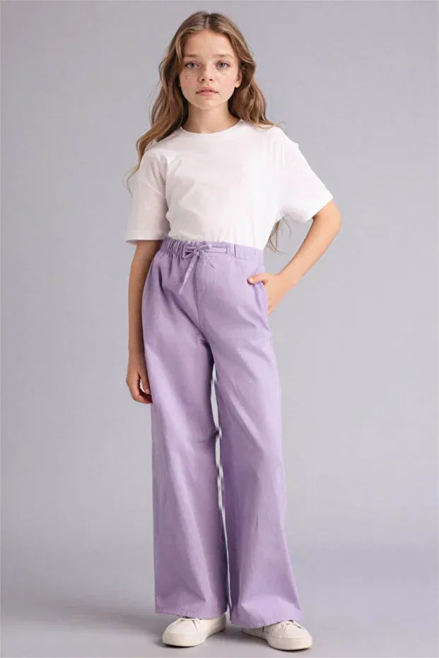 Детские брюки для девочек широкие Defacto, Lilac