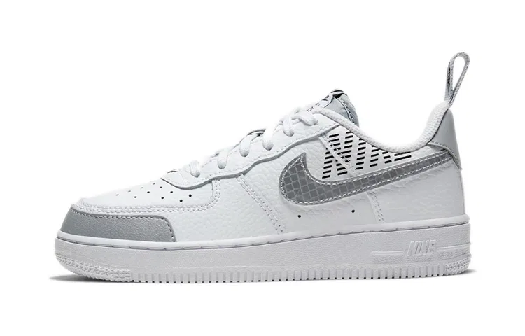 Детские кроссовки для мальчиков с принтом Air Force 1 Low 07 LV8 White Wolf Grey Black PS Nike, White Wolf Grey Black