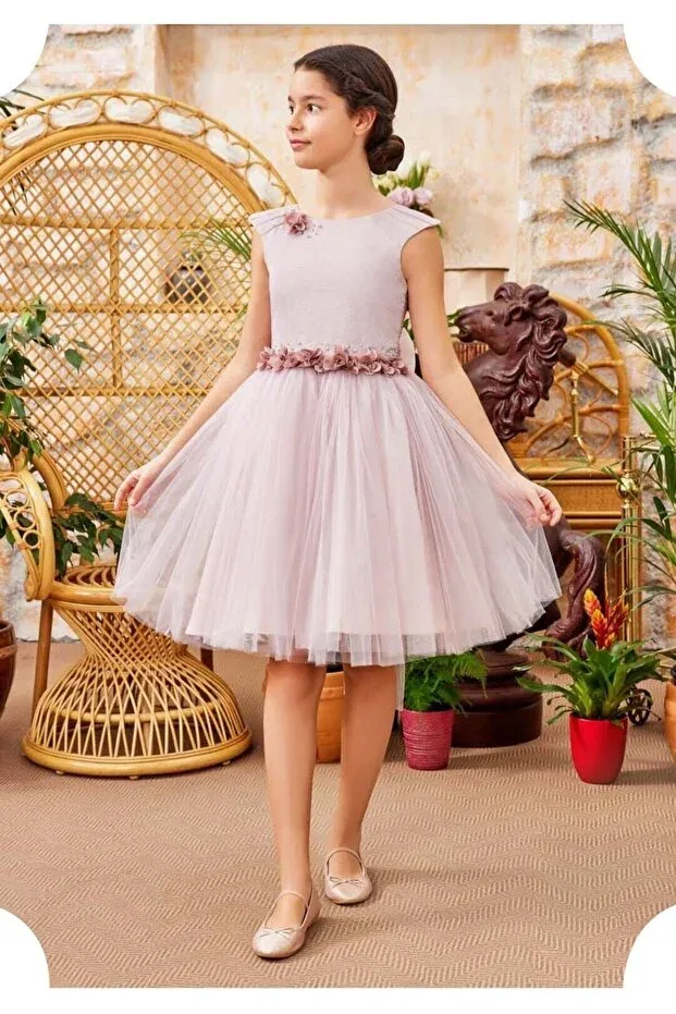 Детское платье для девочек из фатина Graduation Wedding Birthday Alin Alp, Powder