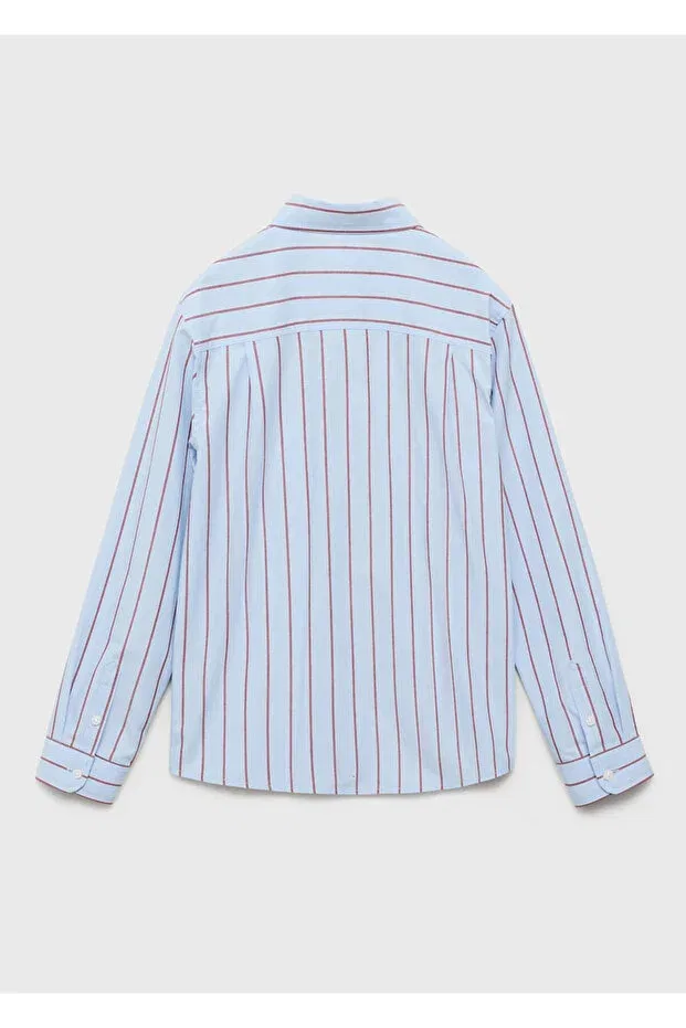 Детская рубашка для мальчиков с длинным рукавом Mango Kids, Sky Blue — фото 3
