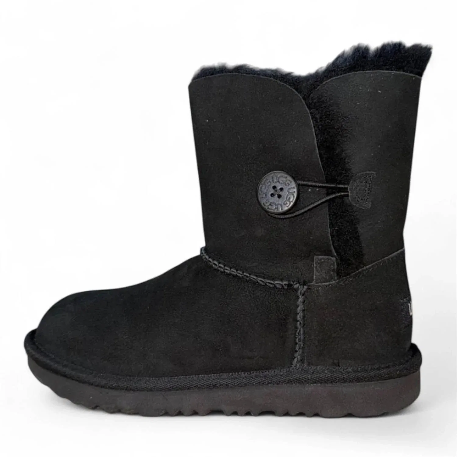 Детские зимние ботинки на кнопке с мехом Bailey Button II UGG, черный