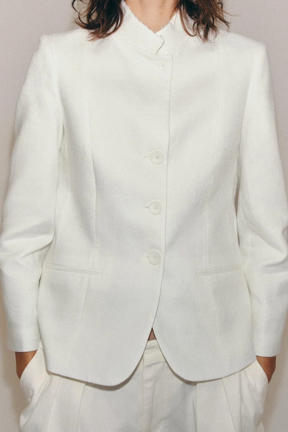 Блейзер из 100% льна, коллекция ZW ZARA, White — фото 2