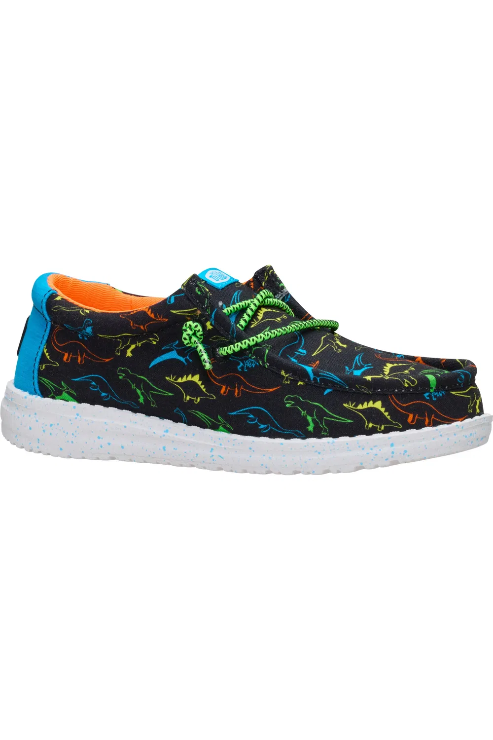 Детские слипоны чакка на мягкой подошве Wally Dinoworld Hey Dude, Black/Neon Multi