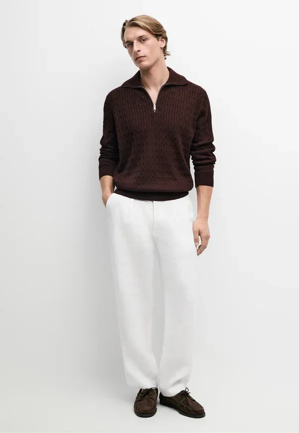 Свитер с воротником-молнией Polo Massimo Dutti, бордовый — фото 2