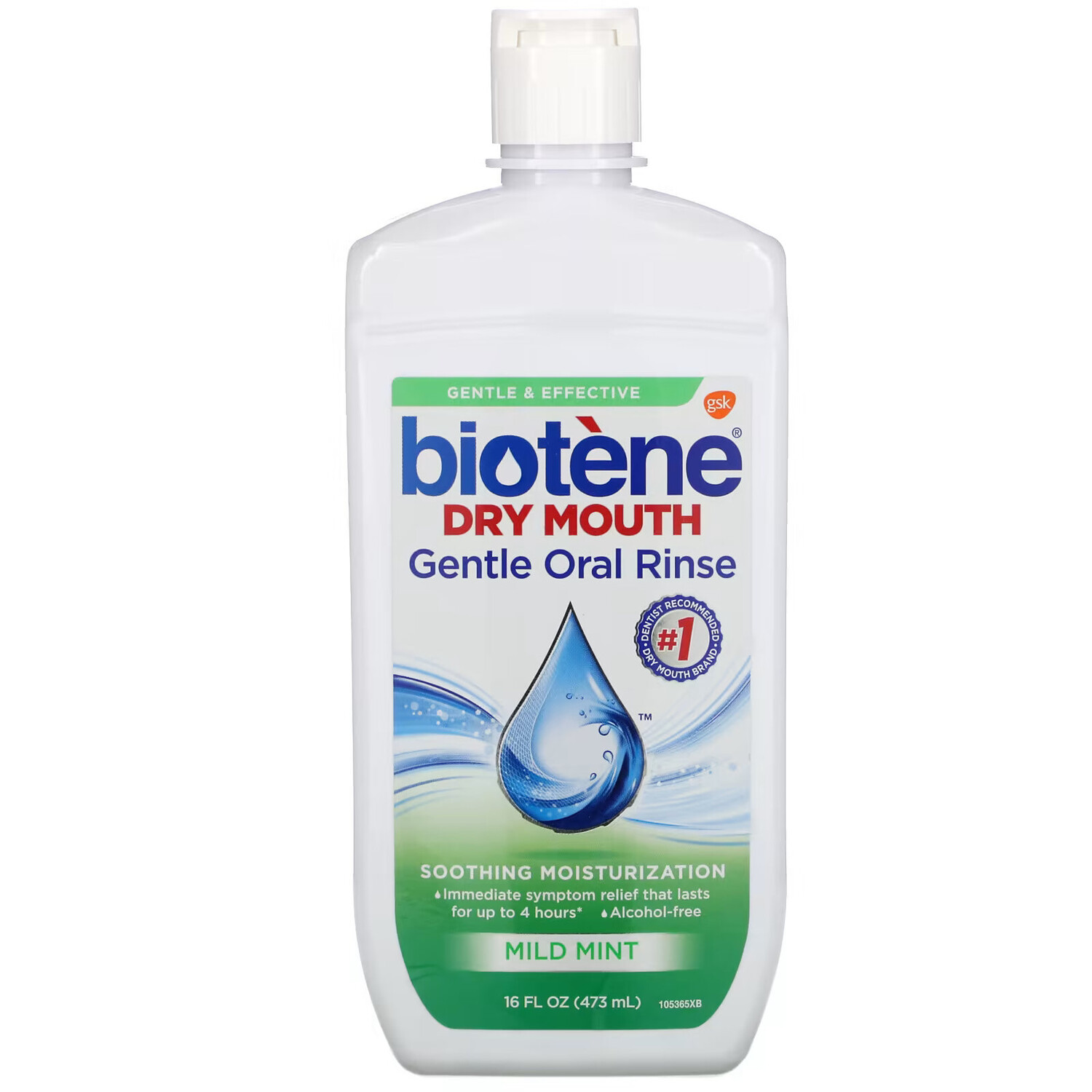 

Biotene Dental Products, Dry Mouth, деликатный ополаскиватель для полости рта, «Нежная мята», 473 мл