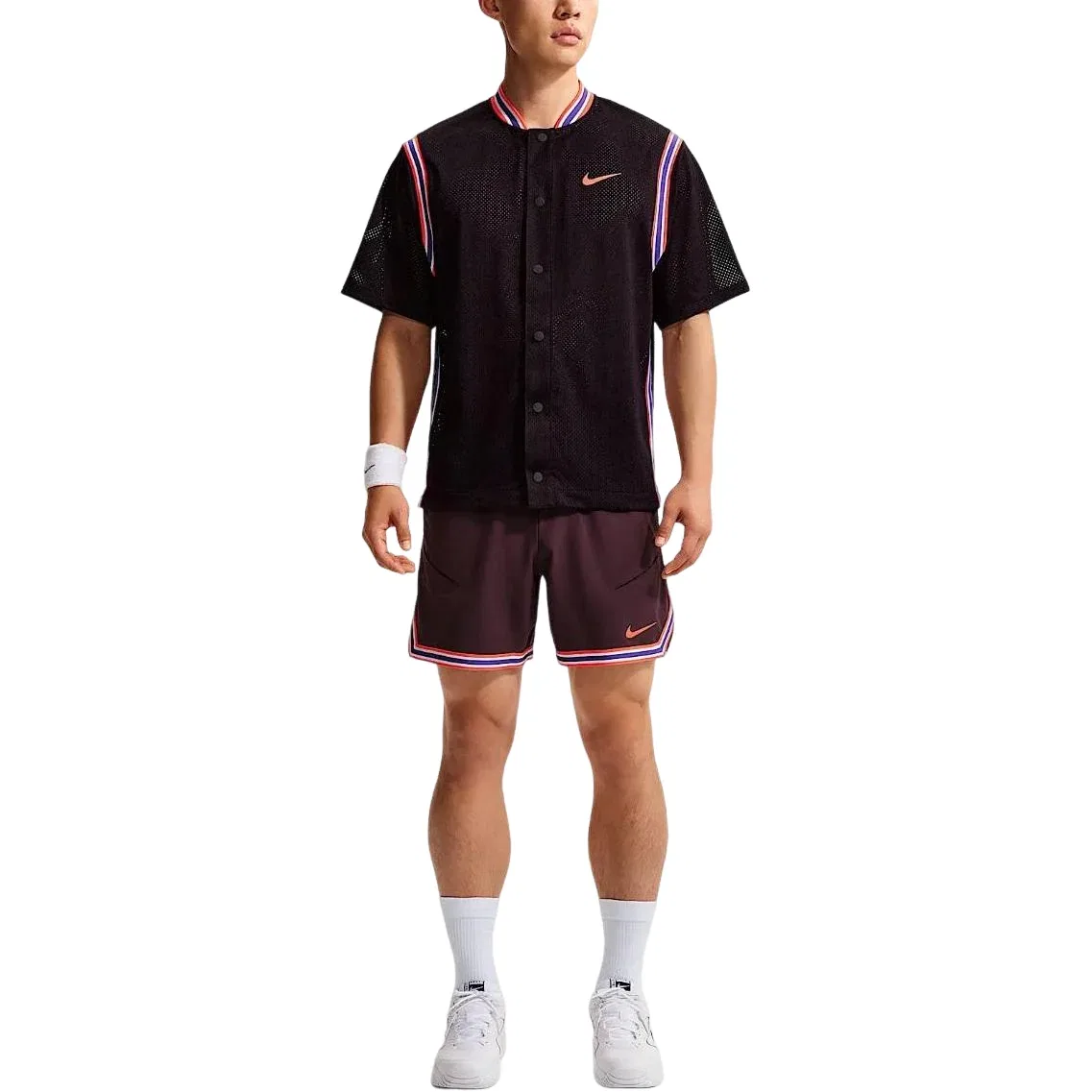 Мужская игровая майка Court Slam x Carlos Alcaraz Dri-FIT Snap-on Jersey Asia Sizing 'Magenta Gray Bright Nike, Magenta Gray/Bright Deep Red — фото 3