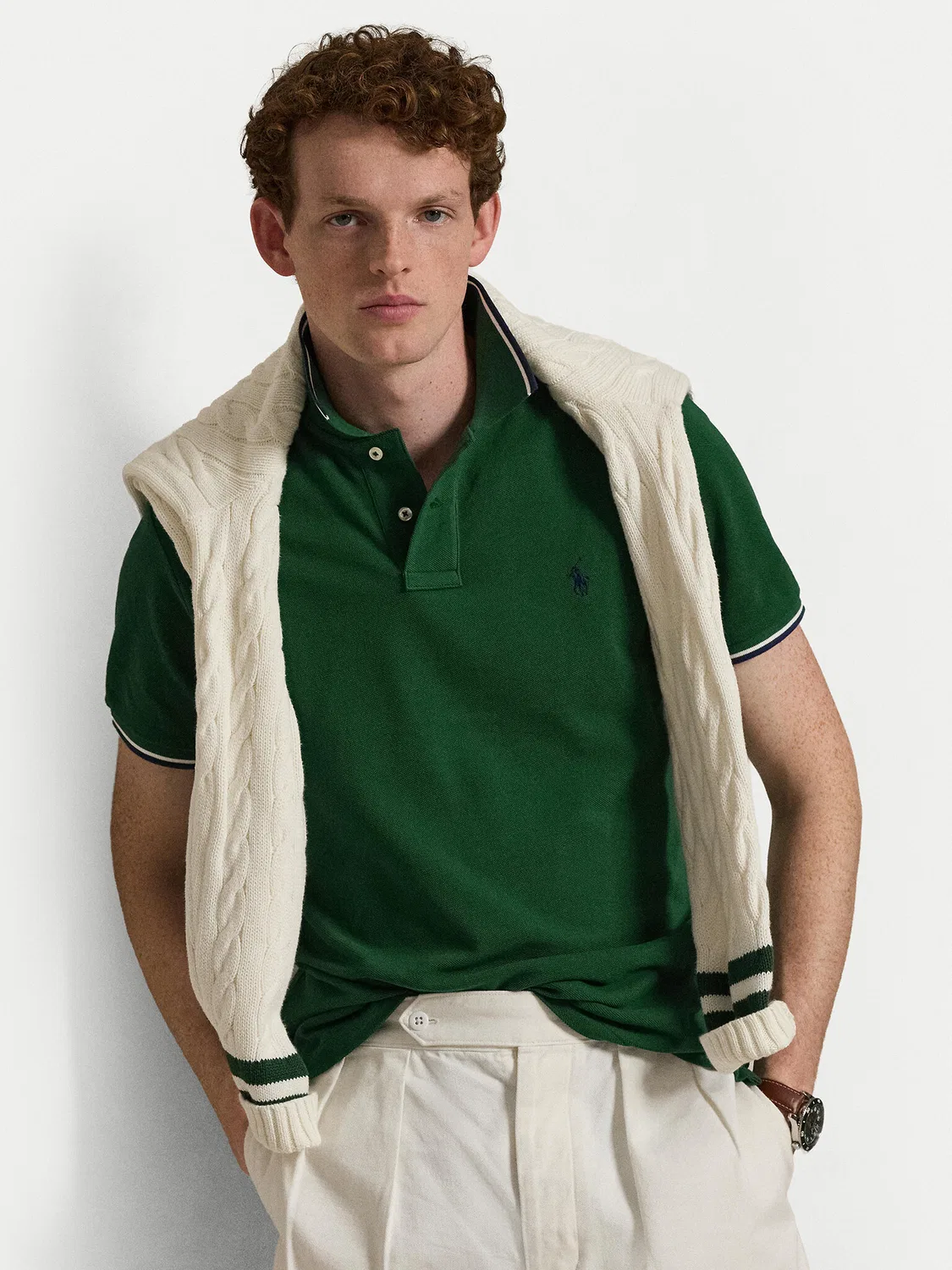 Мужское поло стандартного кроя Polo Ralph Lauren, зеленый — фото 4