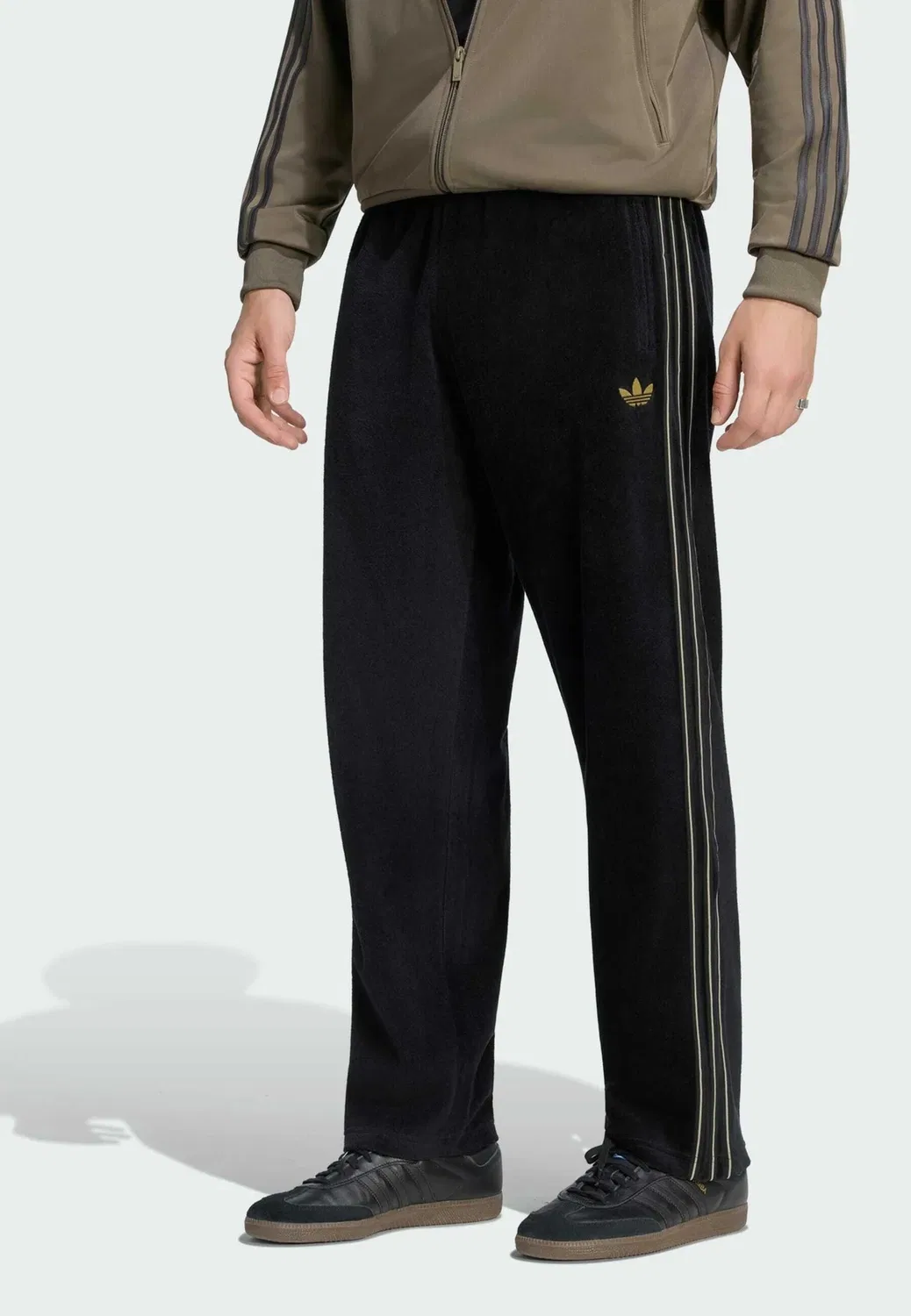 Велюровые спортивные штаны Firebird - брюки от спортивного костюма Adidas Originals, Black