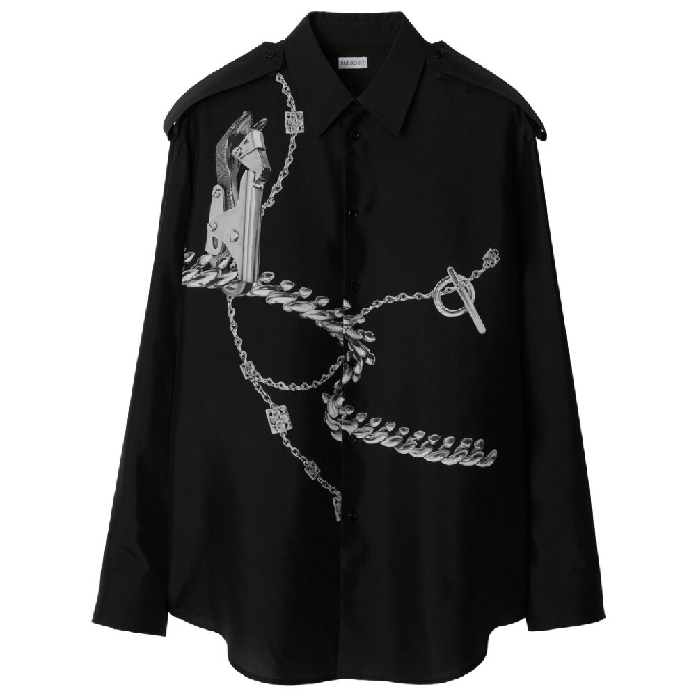 

Рубашка Burberry Long-Sleeve Placed, черный