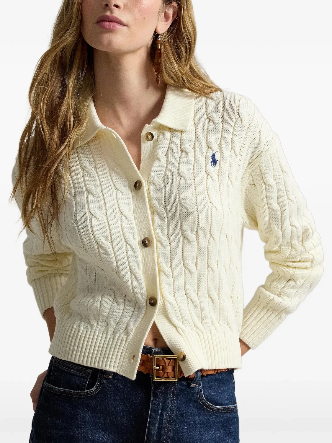Хлопковый кардиган нейтральных тонов Polo Ralph Lauren, нейтральные — фото 2