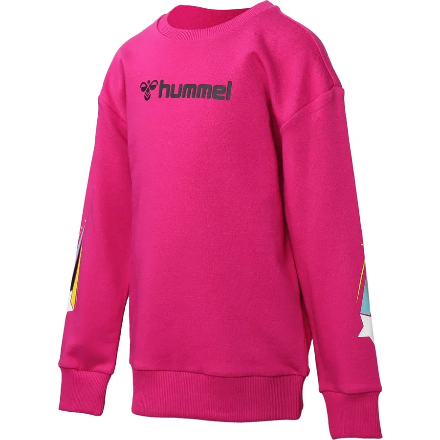 Детский свитшот с круглым вырезом, с принтом, ELIE, Hummel, Розовый — фото 3