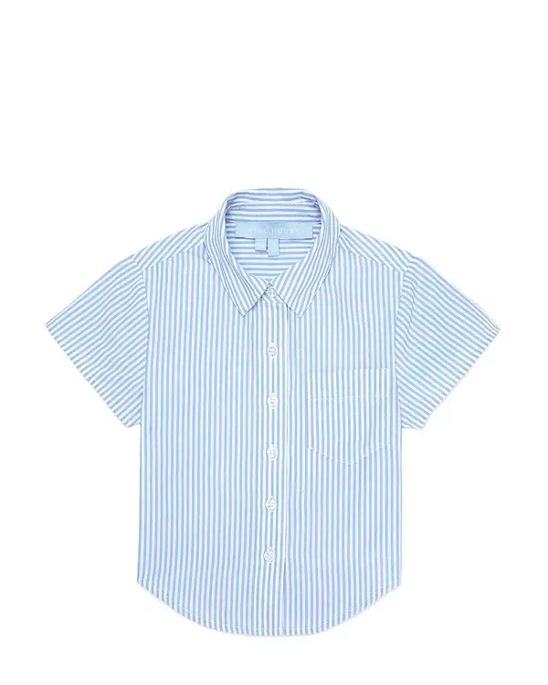 Детское поло для мальчиков с коротким рукавом Hill House Home, Blue/White Stripe