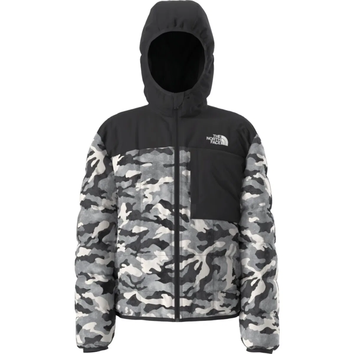 Детская куртка для мальчиков двусторонняя на молнии с капюшоном Reversible Shasta Print Full-Zip Hooded Jacket The North Face, Smoked Pearl Tnf Camo Small Print