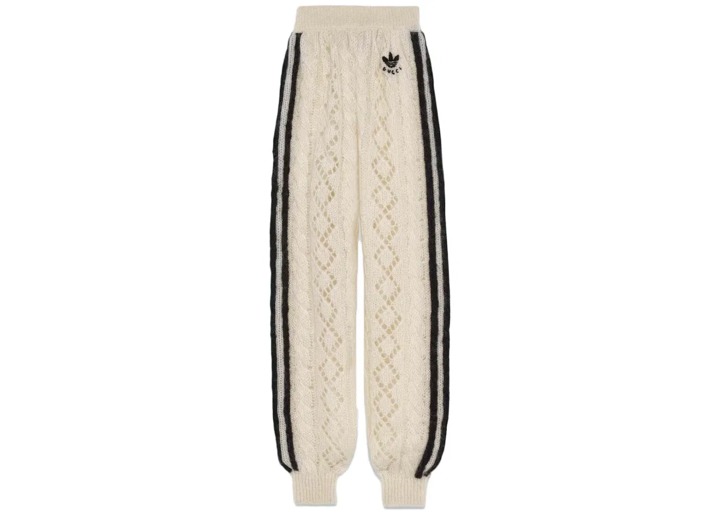 Женские спортивные штаны из мохера с принтом Gucci x Adidas Mohair Knit Jogging Pant