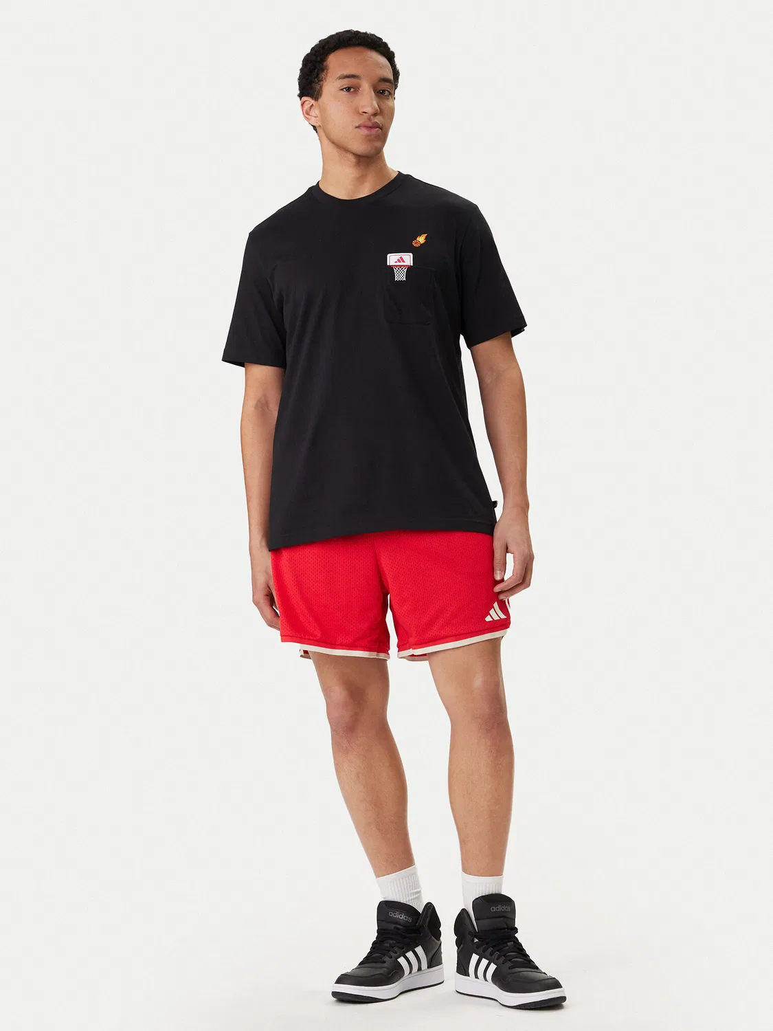 Мужская футболка стандартного кроя Mini Embroidery Basketball Graphic Adidas, черный — фото 2