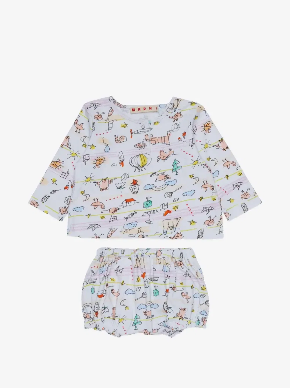 Спортивный костюм с графичным принтом Marni Kids, белый