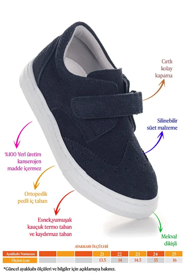 Детские повседневные туфли для мальчиков на липучке Richie Kiko Kids, Navy Blue — фото 2