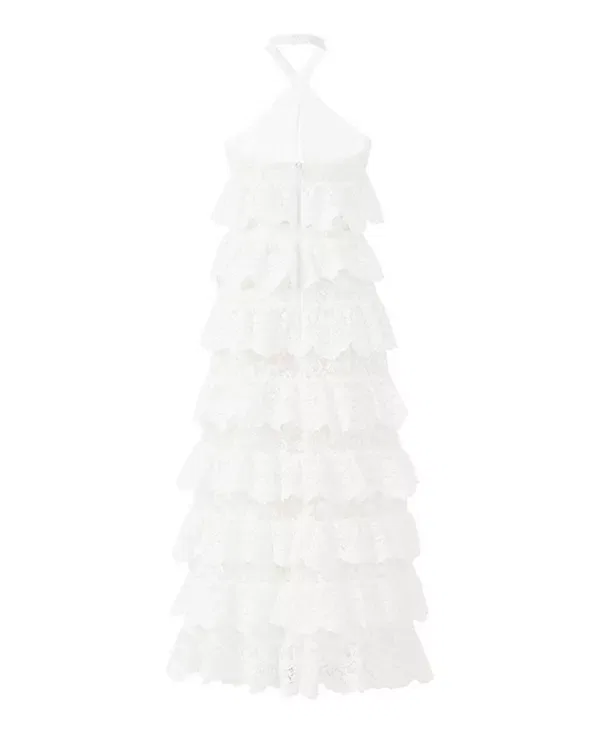 Детское платье для девочек с кружевной отделкой Paloma Lace Frill Maxi Dress Marlo Kids, Ivory — фото 2