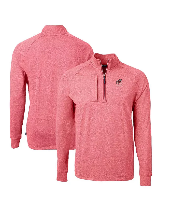 

Мужская вязаная толстовка с четверть-молнией Heather Red Georgia Bulldogs Alumni Logo Adapt Eco в рубчик Cutter & Buck