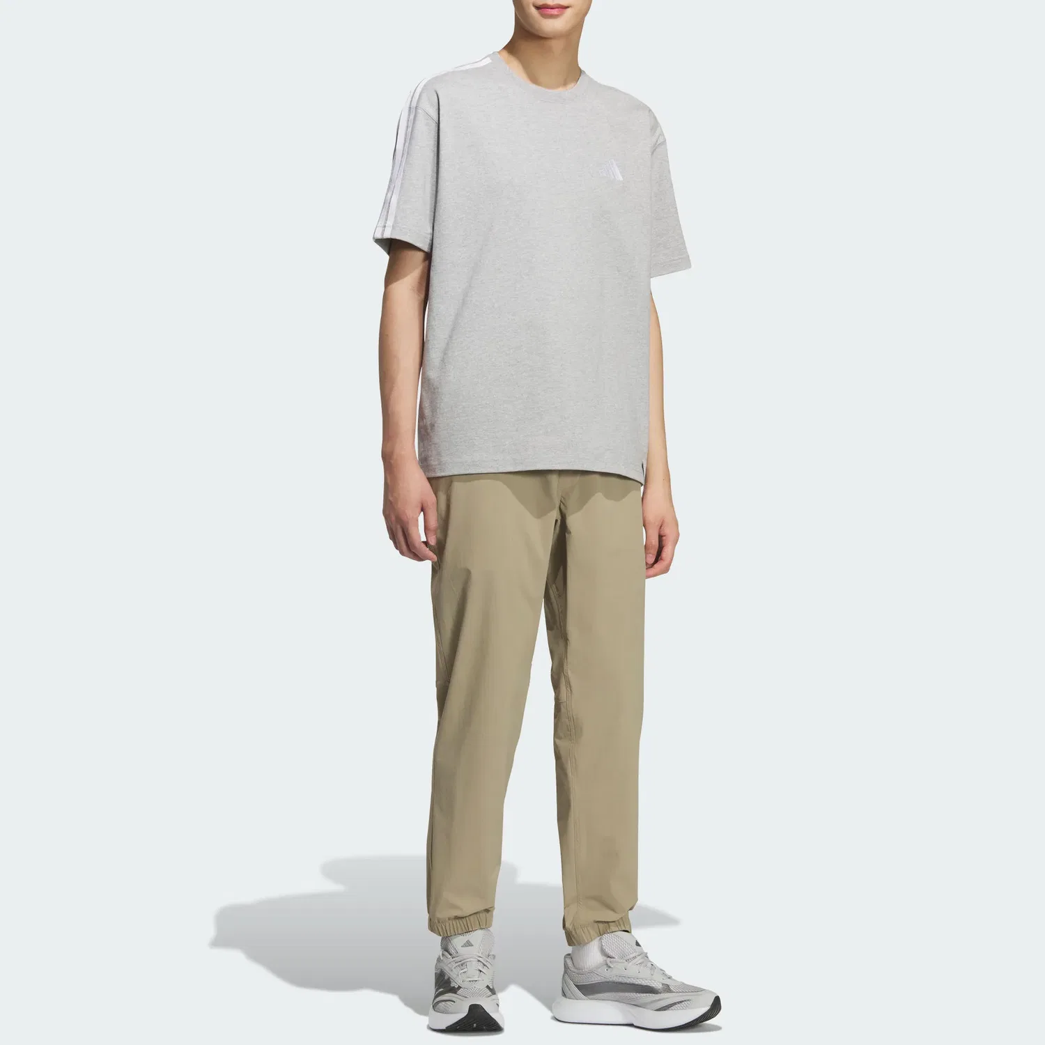 Футболка хлопковая Essentials Crew Neck, Adidas, Medium Heather Gray — фото 4