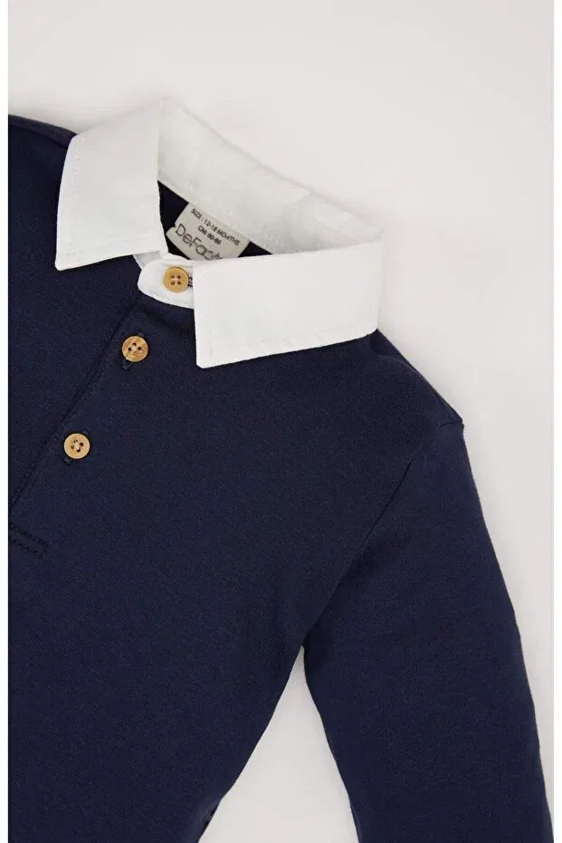Детская футболка для мальчиков с длинным рукавом Defacto, Navy Blue — фото 2