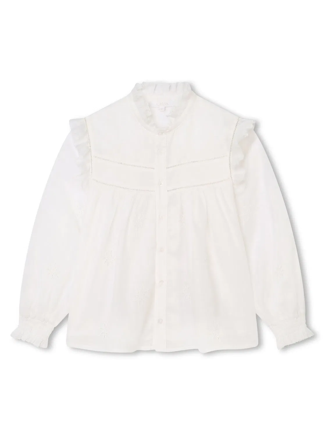 Хлопковая блузка с рюшами Chloé, молочно‑белый