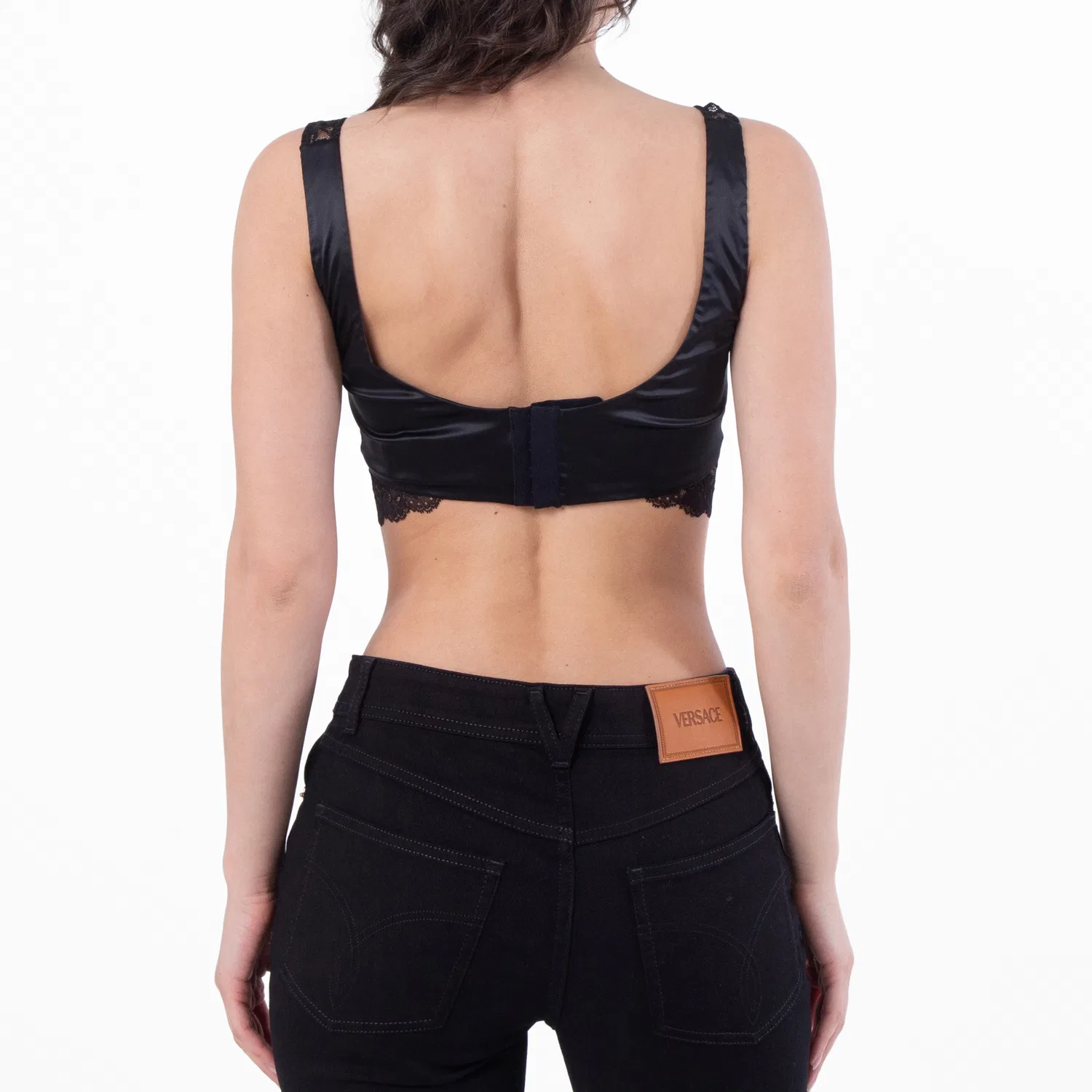 Бюстье-бра с кружевом Lace Bustier Bralette Versace, Black — фото 4