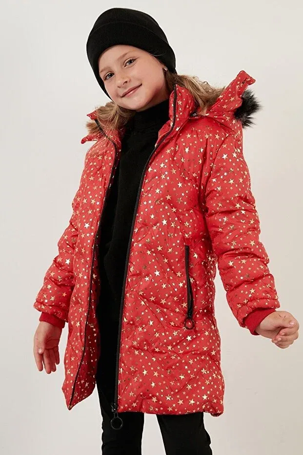 Детское зимнее пальто для девочек с принтом Lifeformoda, Red